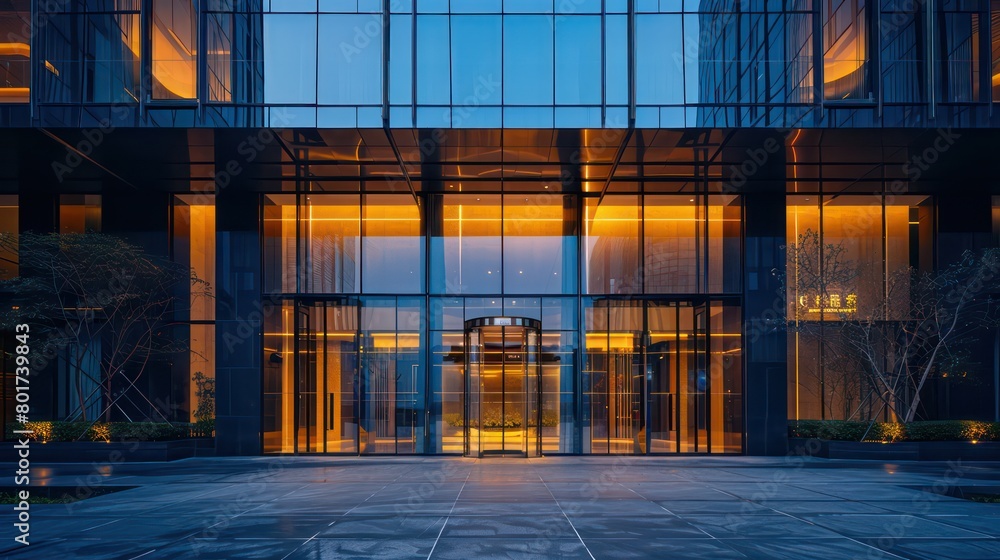 modern hotel exterior with a sleek glass facade in the late afternoon modern hotel exterior with a sleek glass facade in the late afternoon