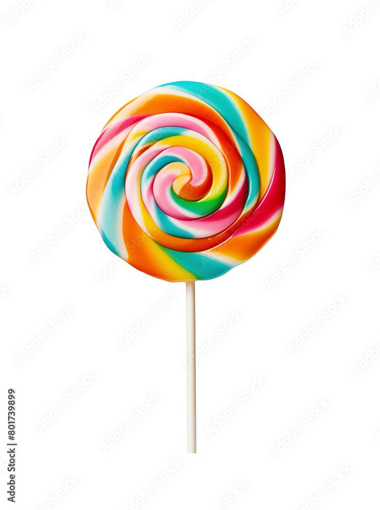 A single vibrant multicolored spiral lollipop with a swirl pattern, isolated on a transparent background. Generative AI A single vibrant multicolored spiral lollipop with a swirl pattern, isolated on a transparent background. Generative AI