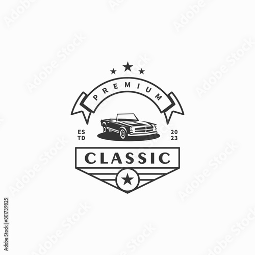 Vintage classic car badge logo design illustration 2