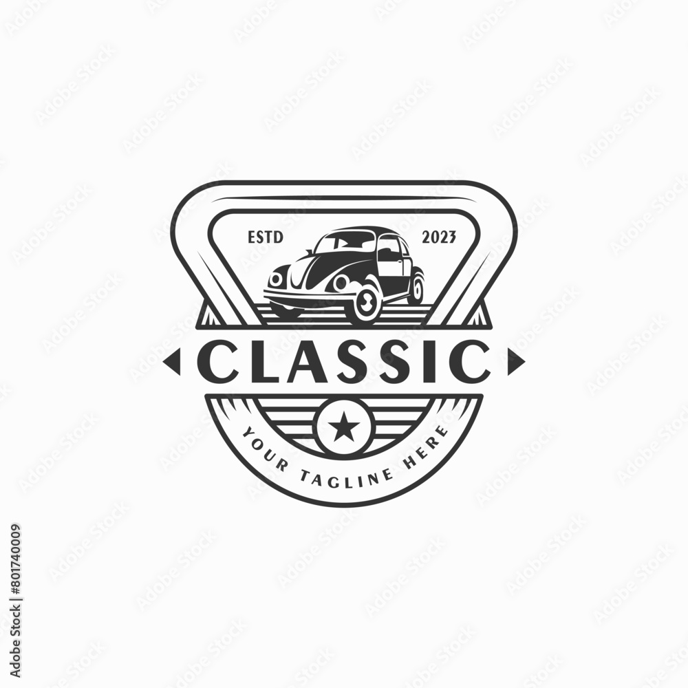 Vintage classic car badge logo design illustration