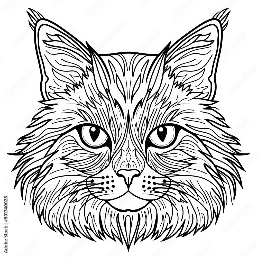 cat face line draw on white background cat face line draw on white background
