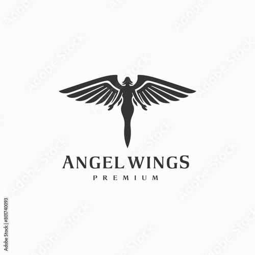 Angel logo design illustration with wings for award 3