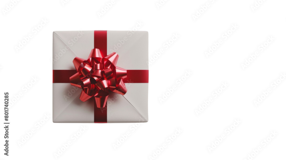 White gift box with red bow White gift box with red bow