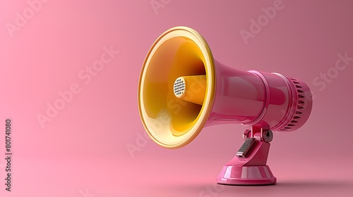 3D render of megaphone icon isolated on pink background The render is in the style of a minimalist digital artwork Any Chinese characters have been removed without otherwise substantially editing the photo