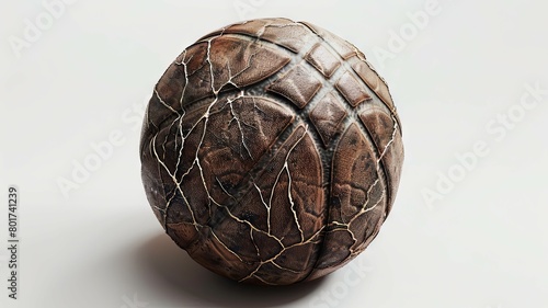 Vintage-style textured leather basketball - A vintage basketball with distressed leather texture isolated on a white background, evoking nostalgia and timelessness