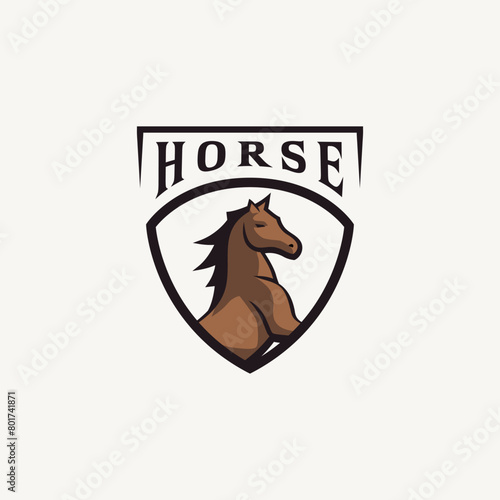 Horse badge logo design illustration