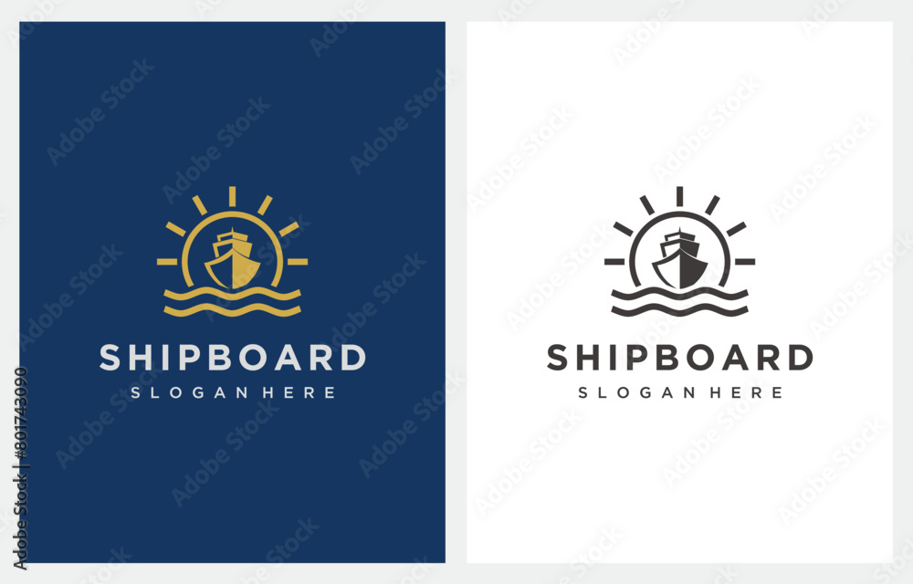 Ship Cruise Boat Marine logo design vector icon Ship Cruise Boat Marine logo design vector icon
