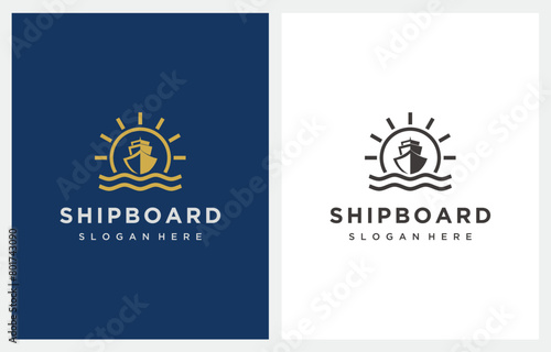 Ship Cruise Boat Marine logo design vector icon