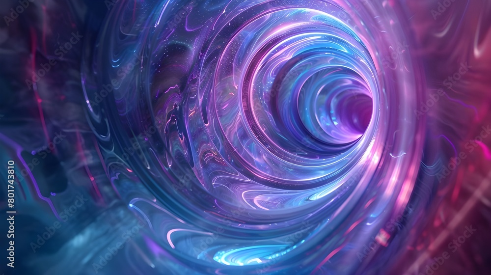 Obraz premium Vibrant cosmic background featuring a swirling galaxy and black hole with vivid pink and blue nebulas, ideal for science fiction themes or space-related content with ample space for text