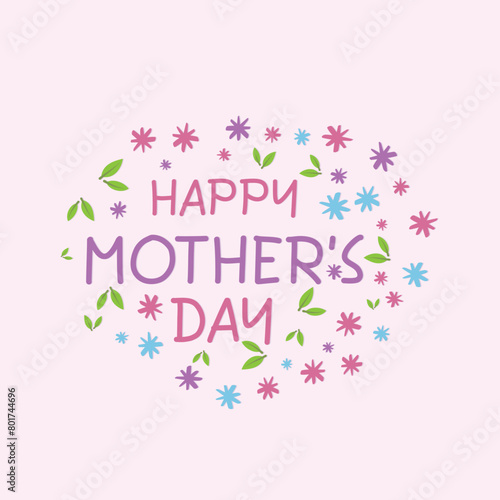 Happy Mothers Day typography ,  vector illustration of floral Mother's day card design © NADEALI
