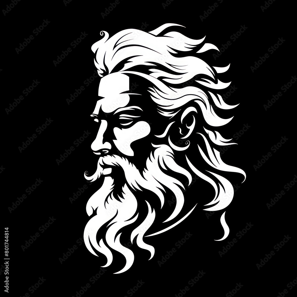 zeus head, white on black vector logo zeus head, white on black vector logo