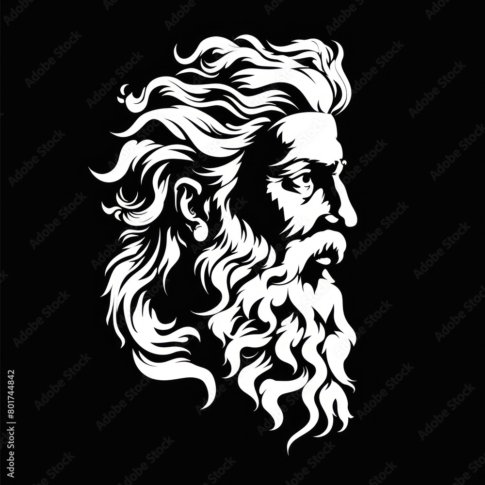 zeus head, white on black vector logo zeus head, white on black vector logo