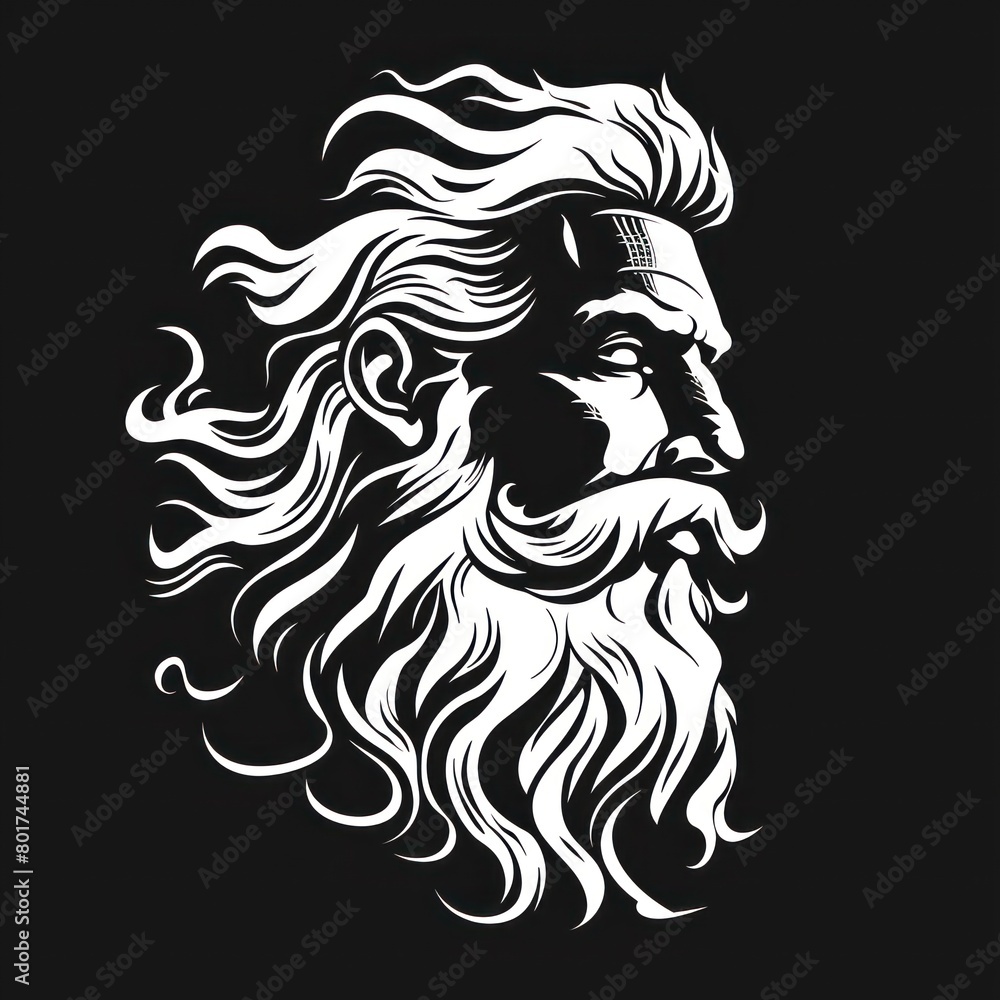 zeus head, white on black vector logo zeus head, white on black vector logo