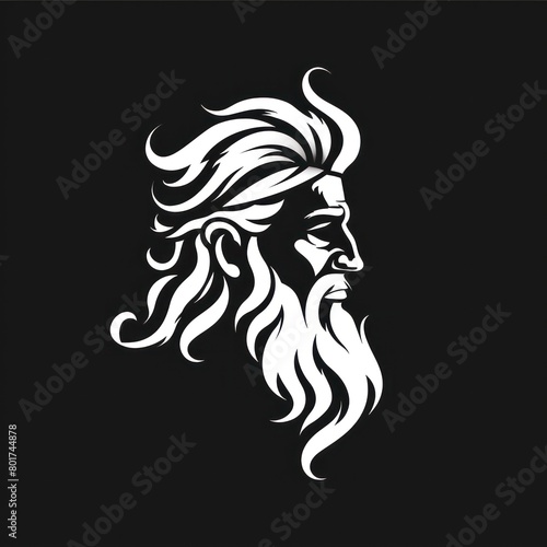 zeus head, white on black vector logo © STOCKYE STUDIO