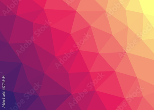 Abstract low poly background on purple, yellow, and orange gradient color. Colorful Polygonal background vector illustration.
