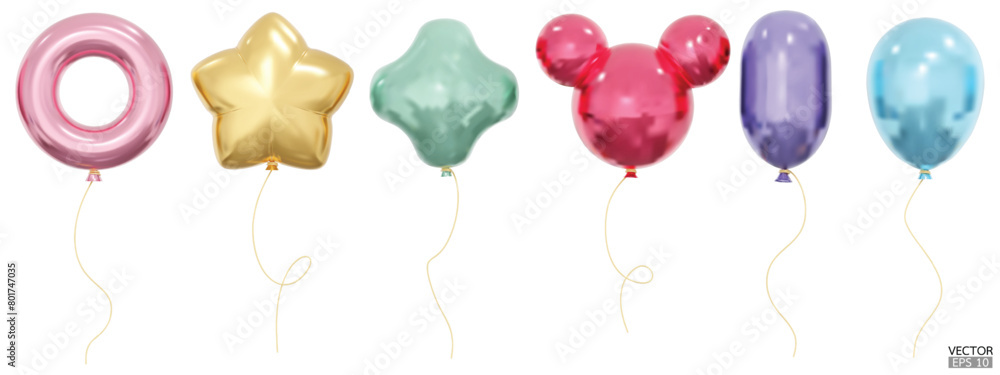Shape File Balloons Set of realistic vector Balloons of various shapes, star, rubber ring ...