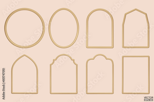 Simple wooden geometric frames. Luxury wood borders for wedding invitations, luxury templates, and decorative patterns. Brown border design. 3D vector illustration.