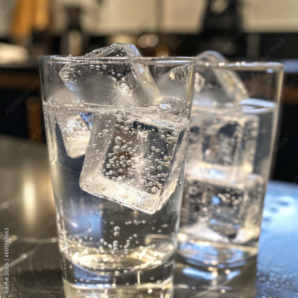 ice cold water with ice cubes ice cold water with ice cubes