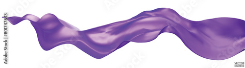 Flying purple silk textile fabric flag background. Smooth elegant purple Satin Isolated on white Background for grand opening ceremony. Purple curtain. 3d vector illustration