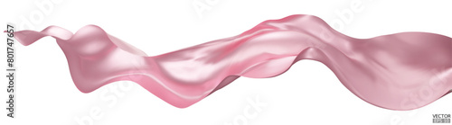 Flying pink silk textile fabric flag background. Smooth elegant pink Satin Isolated on white Background for grand opening ceremony. Pink curtain. 3d vector illustration
