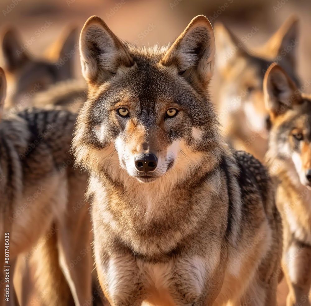 Arabian Wolf Canis Lupus Arabs Staring on the Camera Arabian Wolf Canis Lupus Arabs Staring on the Camera