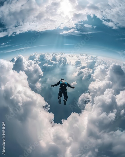 Wallpaper Mural man skydiving trough clouds Torontodigital.ca