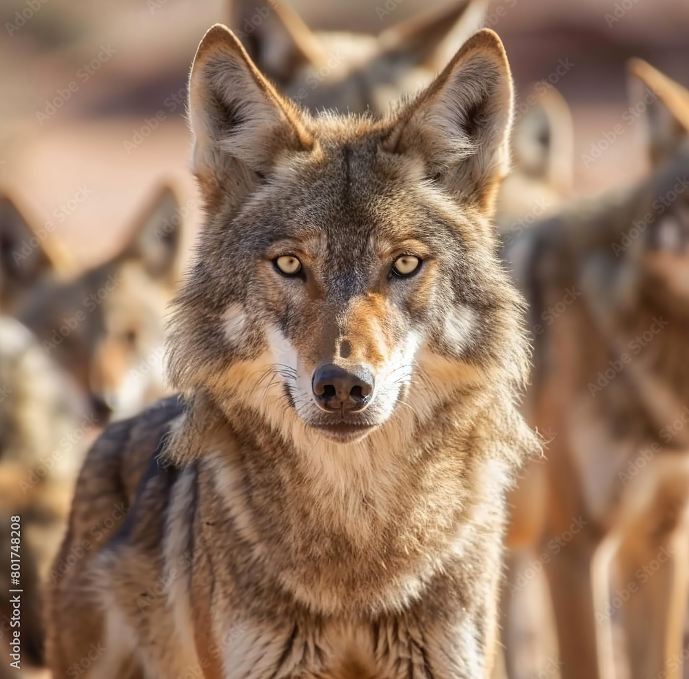 Arabian Wolf Canis Lupus Arabs Staring on the Camera Arabian Wolf Canis Lupus Arabs Staring on the Camera