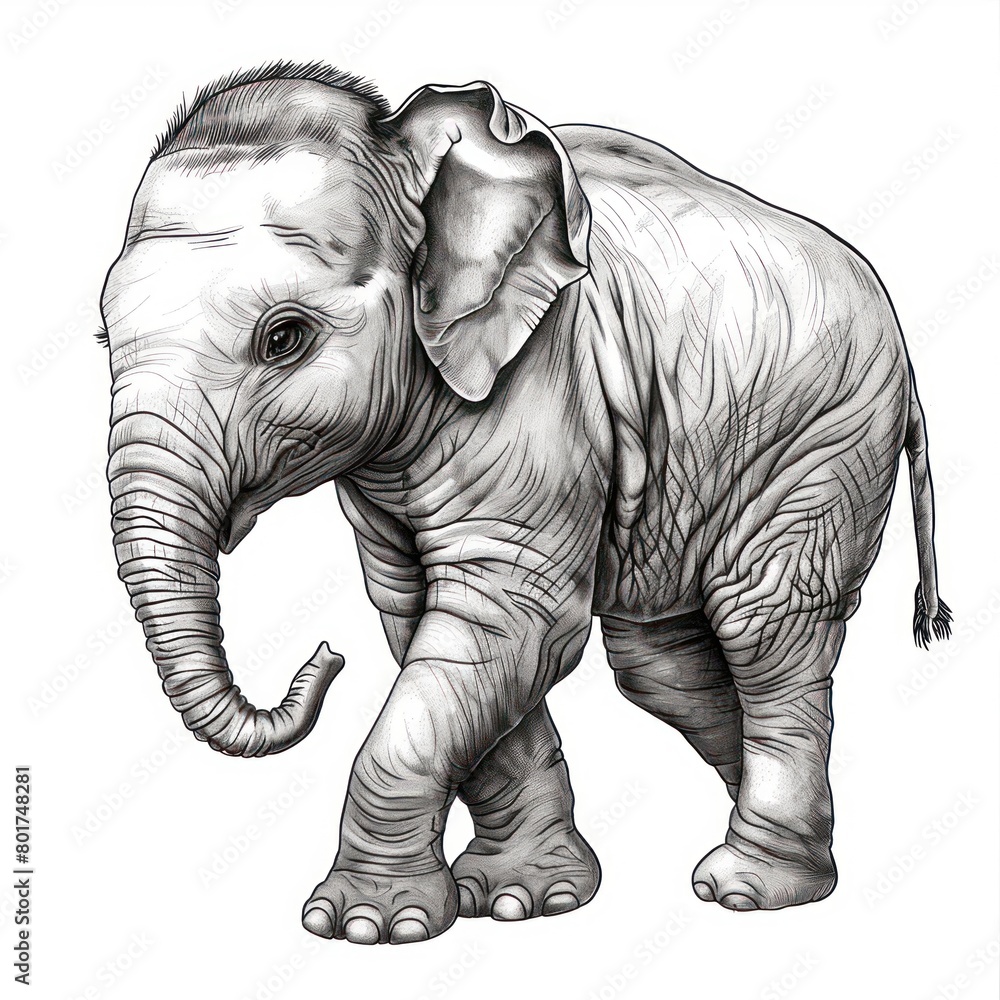 elephant draw line design, black and white, white background elephant draw line design, black and white, white background