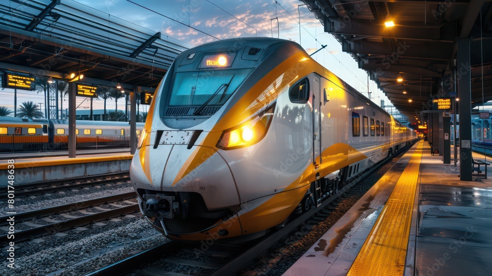 Fototapeta premium digital mobile train services technology