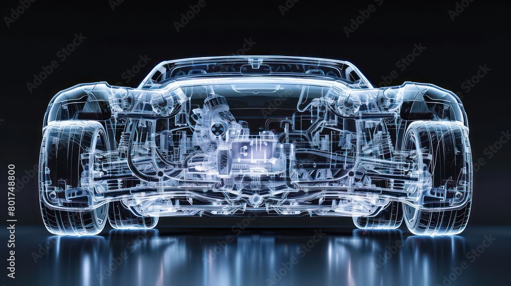 Car Complex Mechanical Structure X Ray Perspective Transparency Stock Car Complex Mechanical Structure X Ray Perspective Transparency Stock