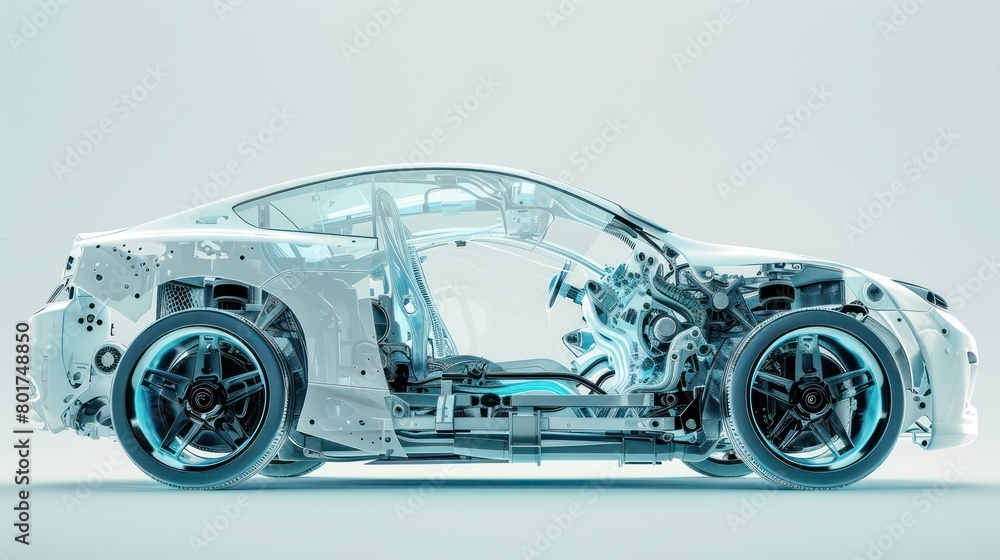 car complex mechanical structure, x-ray perspective transparency car complex mechanical structure, x-ray perspective transparency