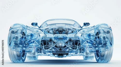 car complex mechanical structure, x-ray perspective transparency