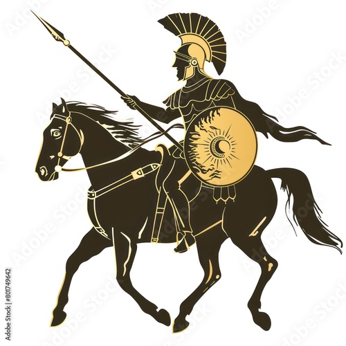 roman cavalry on horseback charging silhouette