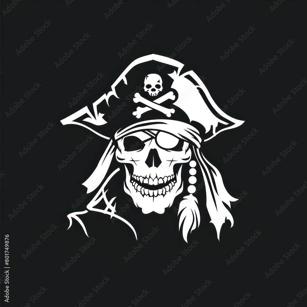 pirate skull symbol on black background pirate skull symbol on black background