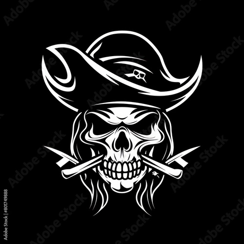 pirate skull symbol on black background