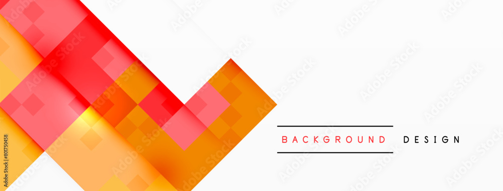 The white background is adorned with red and orange rectangles creating a stunning pattern. The symmetry and bold colors create a vibrant and eyecatching design