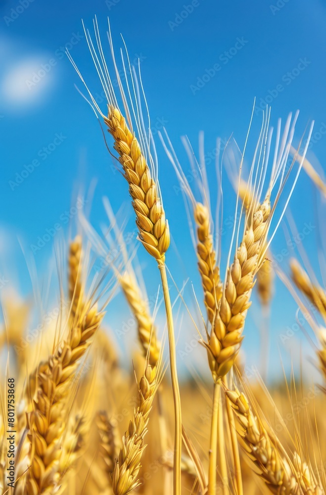 yellow barley, wheat in the countryside with blue sky yellow barley, wheat in the countryside with blue sky
