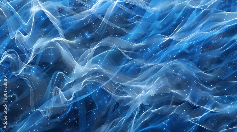 Fototapeta premium Neon wave lines and bokeh lights on abstract futuristic background, data transfer concept wallpaper.