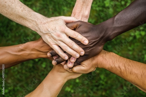 Diverse Hands Forming a United Circle © NURULAINAA