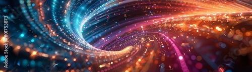 The intricate design on the digital technology background creates a mesmerizing effect, resembling a digital masterpiece in motion.