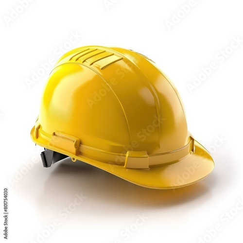 yellow construction protection helmet, white background