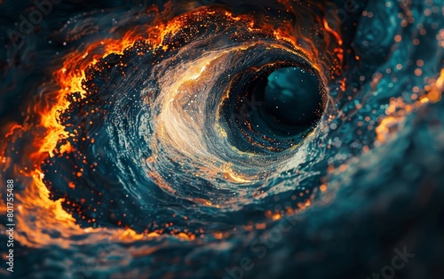 Delve into the mysterious allure of a black hole immortalized in a stunning abstract composition