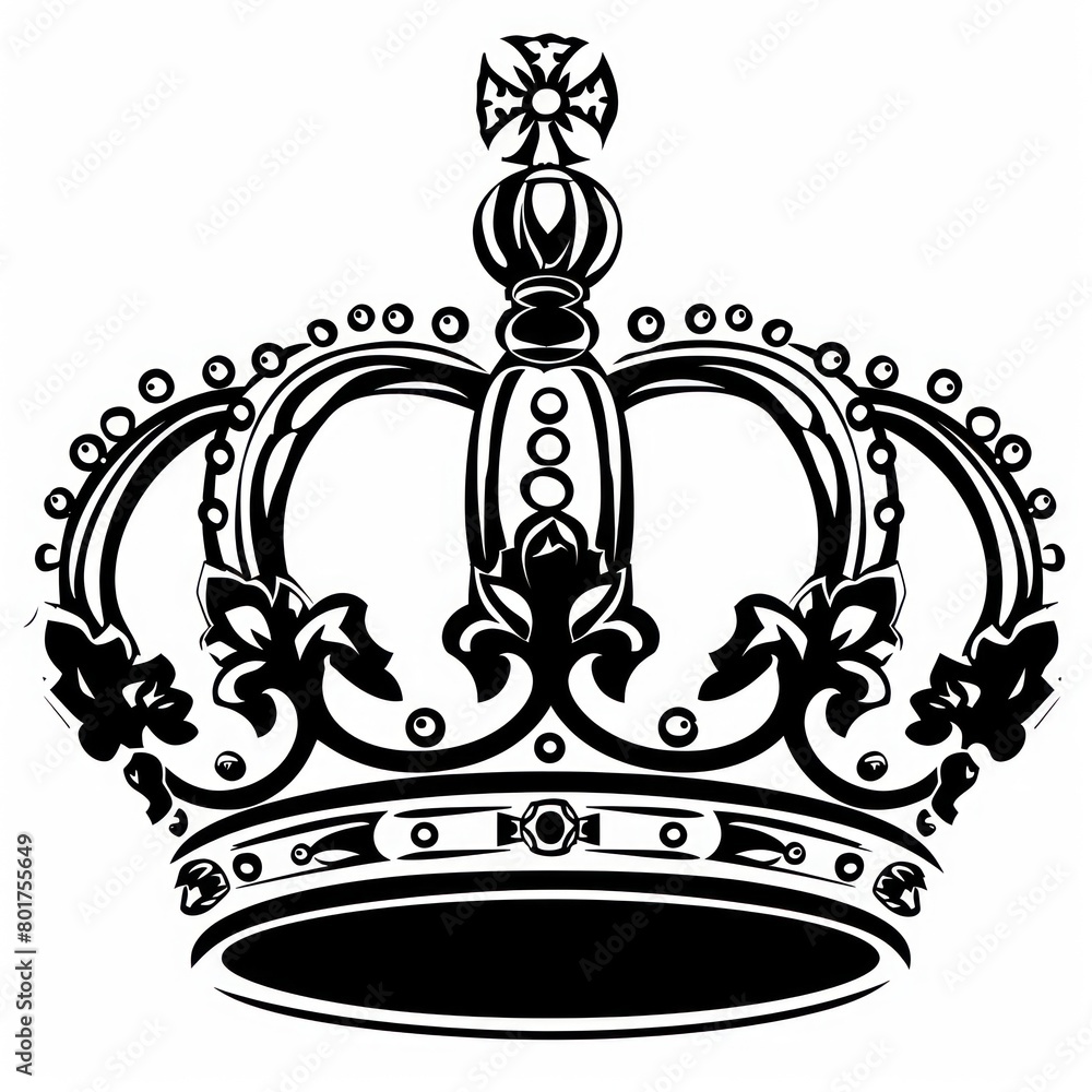 royal crown, black and white on white background royal crown, black and white on white background