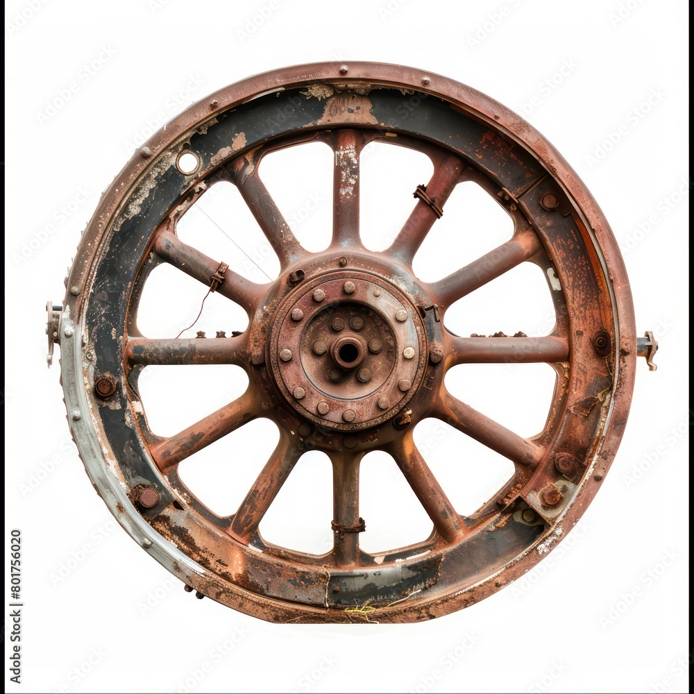 tractor wheel on white background