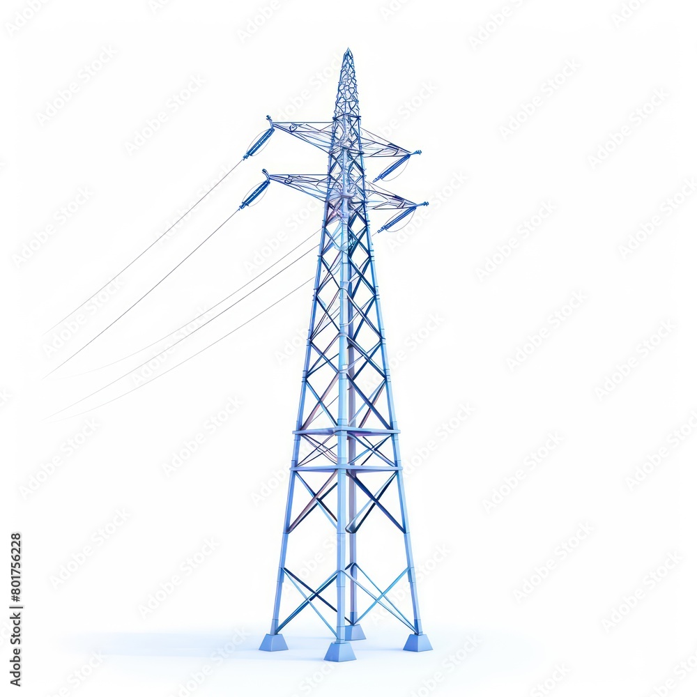 electricity high tension pylon icon, blue color, white background electricity high tension pylon icon, blue color, white background