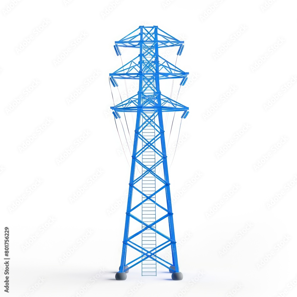 electricity high tension pylon icon, blue color, white background electricity high tension pylon icon, blue color, white background