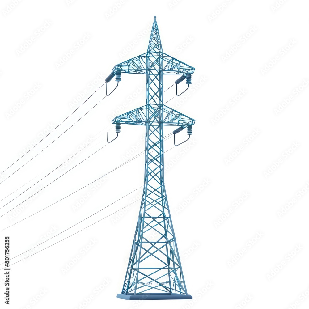electricity high tension pylon icon, blue color, white background electricity high tension pylon icon, blue color, white background