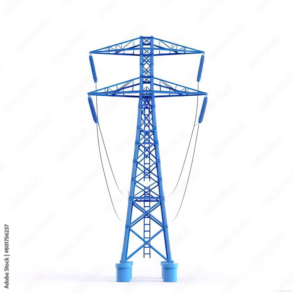 electricity high tension pylon icon, blue color, white background electricity high tension pylon icon, blue color, white background