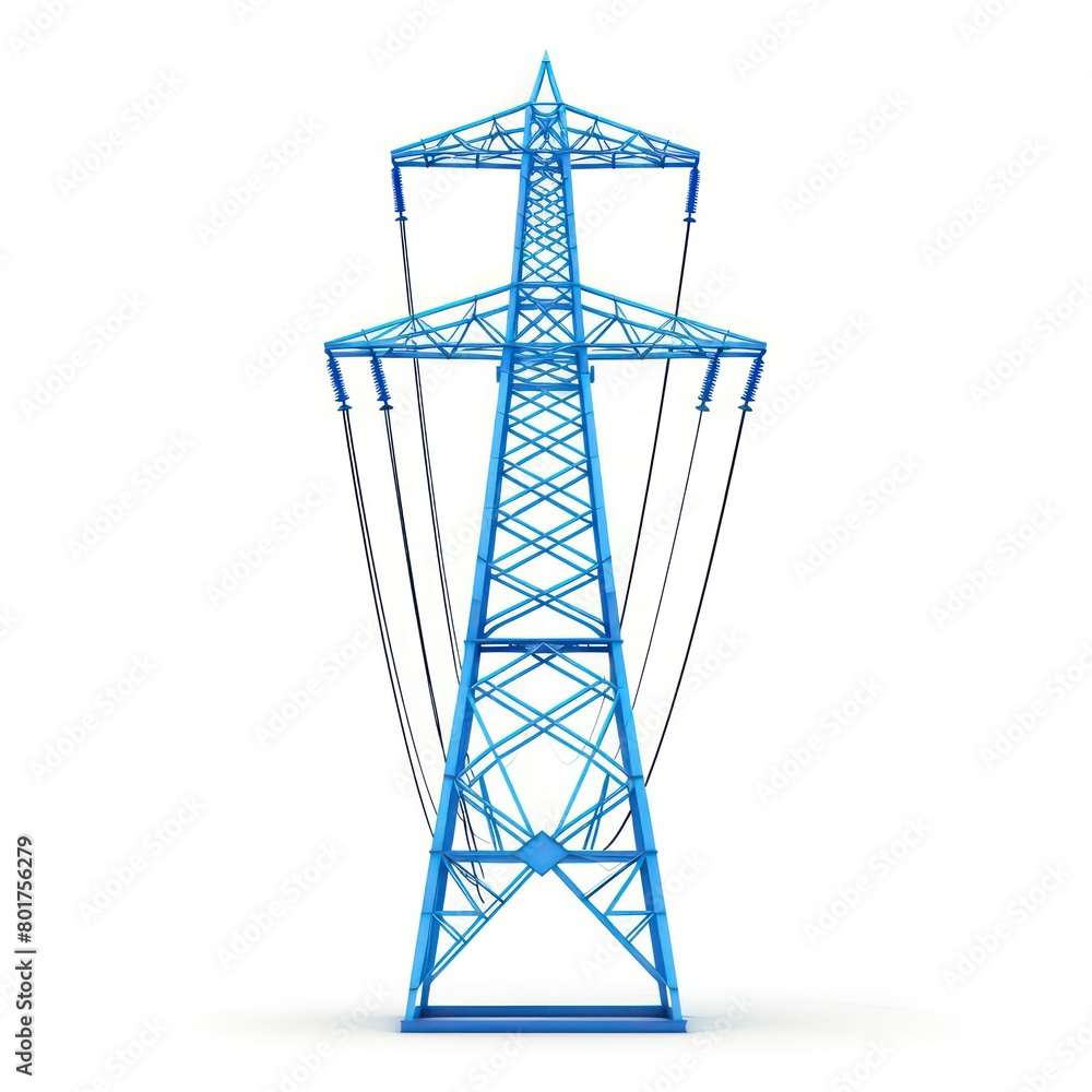 electricity high tension pylon icon, blue color, white background electricity high tension pylon icon, blue color, white background