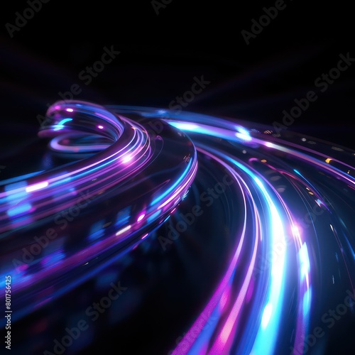 holographic dynamic perspective, blue lights reflecting, black background